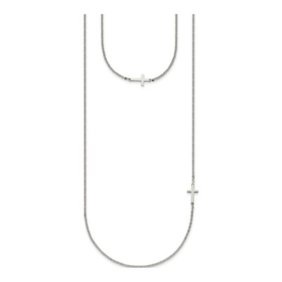 Stainless Steel Sideways Cross Pendant Necklace