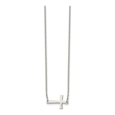 Stainless Steel Sideways Cross Pendant Necklace – view 5