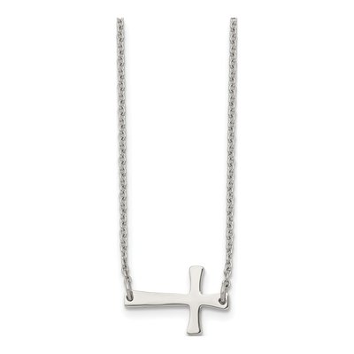Stainless Steel Sideways Cross Pendant Necklace