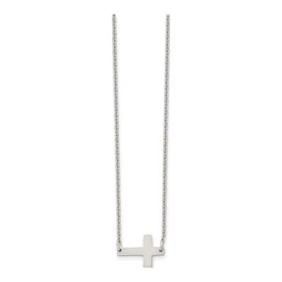 Stainless Steel Sideways Cross Pendant Necklace – view 5