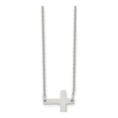 Stainless Steel Sideways Cross Pendant Necklace