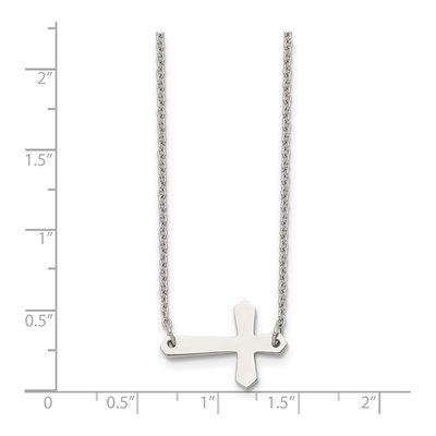 Stainless Steel Sideways Cross Pendant Necklace – view 7