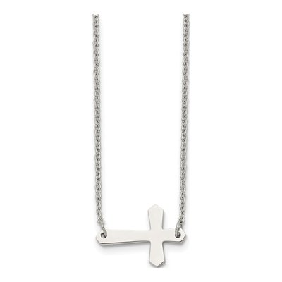 Stainless Steel Sideways Cross Pendant Necklace