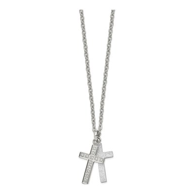 Stainless Steel CZ Cross Pendant Necklace – view 4