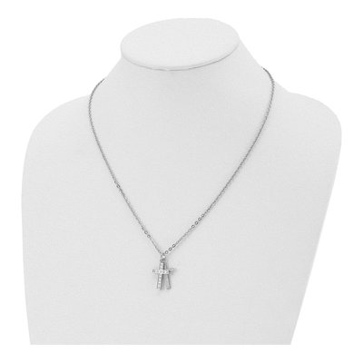 Stainless Steel CZ Cross Pendant Necklace – view 5