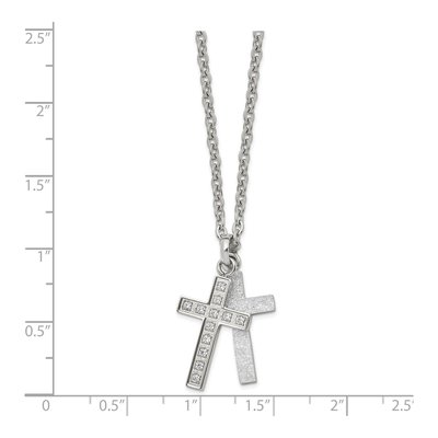Stainless Steel CZ Cross Pendant Necklace – view 6