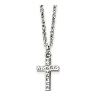 Stainless Steel CZ Cross Pendant Necklace – view 7