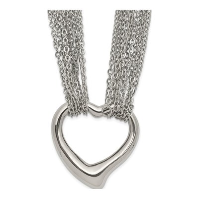 Stainless Steel Heart Multi-Strand Necklace