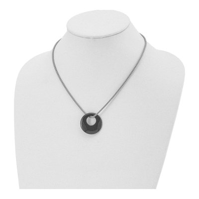 Stainless Steel Onyx Circle Necklace – view 5