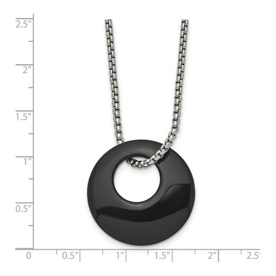 Stainless Steel Onyx Circle Necklace – view 6