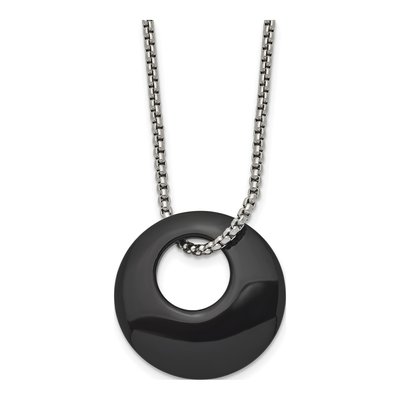 Stainless Steel Onyx Circle Necklace
