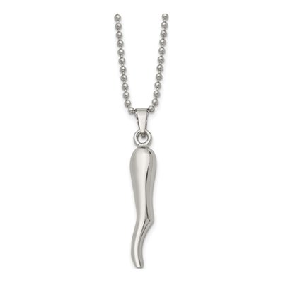 Stainless Steel Horn Pendant Necklace