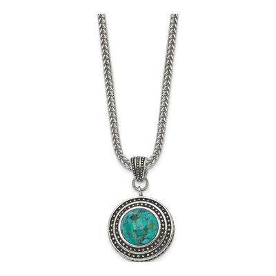 Stainless Steel Turquoise Pendant Necklace – view 4