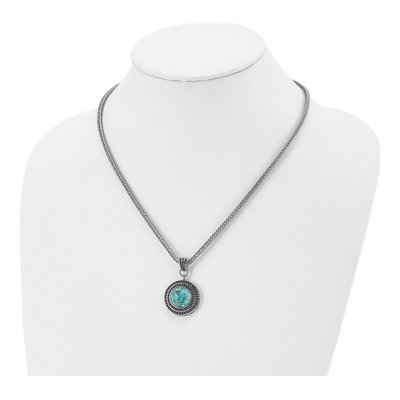 Stainless Steel Turquoise Pendant Necklace – view 5