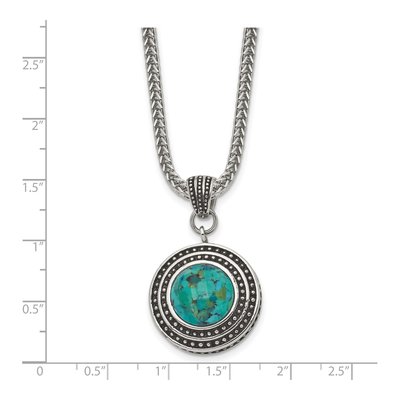 Stainless Steel Turquoise Pendant Necklace – view 6