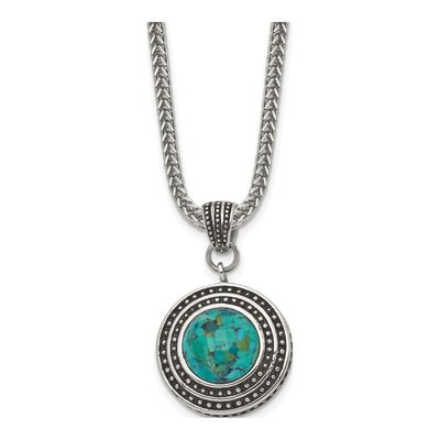 Stainless Steel Turquoise Pendant Necklace