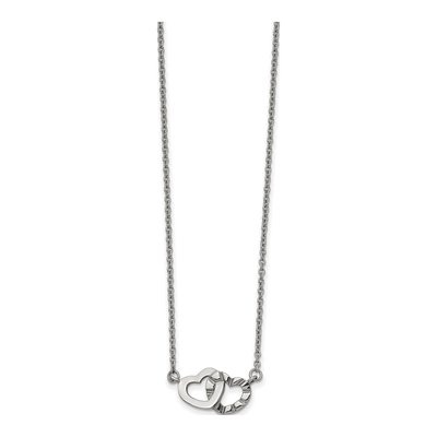 Stainless Steel Interlocking Hearts Pendant Necklace