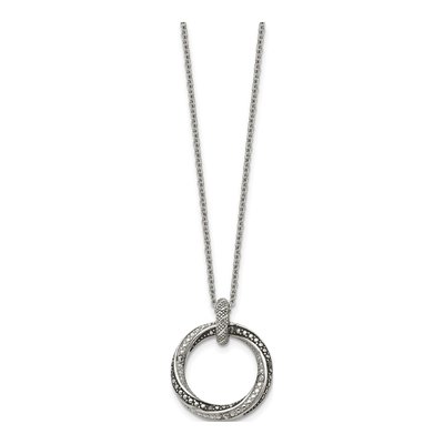 Stainless Steel CZ Clear Circle Pendant Necklace – view 4