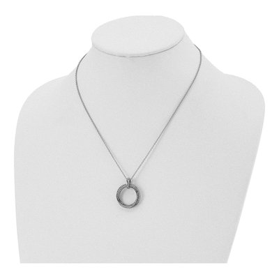 Stainless Steel CZ Clear Circle Pendant Necklace – view 5