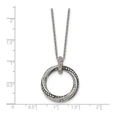 Stainless Steel CZ Clear Circle Pendant Necklace – view 6