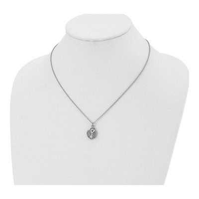 Stainless Steel CZ Heart Lock Key Pendant Necklace – view 5