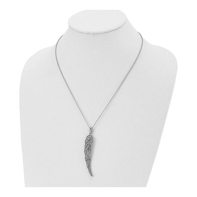 Stainless Steel CZ Wing Pendant Necklace – view 5