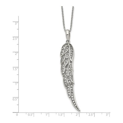 Stainless Steel CZ Wing Pendant Necklace – view 6
