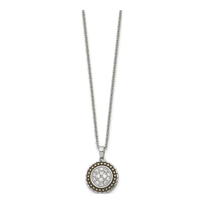 Stainless Steel CZ IP Circle Pendant Necklace – view 4