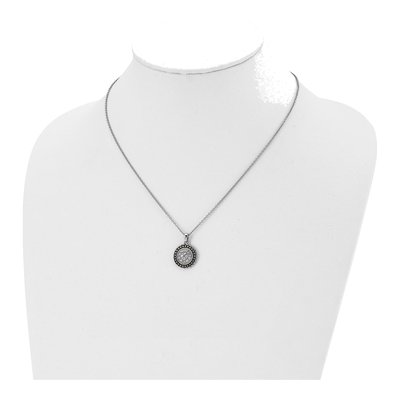 Stainless Steel CZ IP Circle Pendant Necklace – view 5