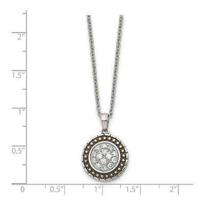 Stainless Steel CZ IP Circle Pendant Necklace – view 6