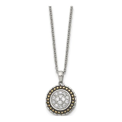 Stainless Steel CZ IP Circle Pendant Necklace