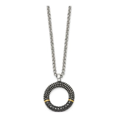 Stainless Steel CZ Antiqued IP Pendant Necklace – view 4