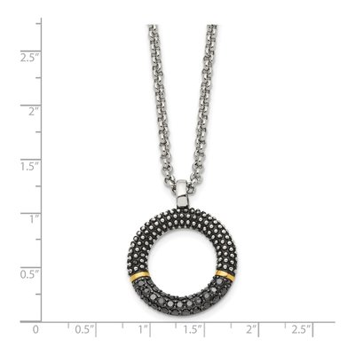 Stainless Steel CZ Antiqued IP Pendant Necklace – view 6