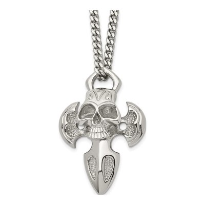 Stainless Steel Cross Skull Pendant Necklace