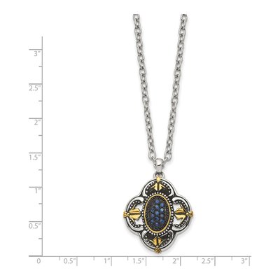 Stainless Steel Blue Glass Pendant Necklace – view 4