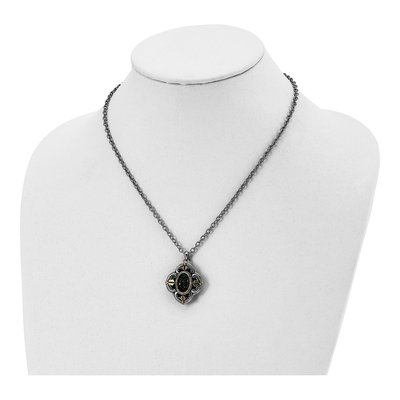 Stainless Steel Blue Glass Pendant Necklace – view 5