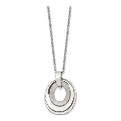 Stainless Steel Three Oval Link Pendant Necklace – view 4