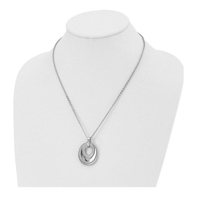 Stainless Steel Three Oval Link Pendant Necklace – view 5