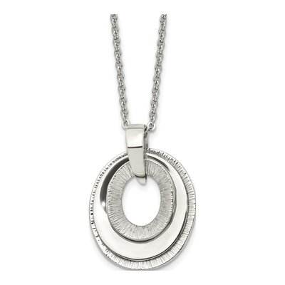 Stainless Steel Three Oval Link Pendant Necklace