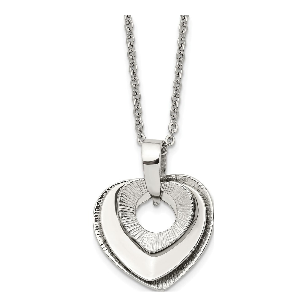 Stainless Steel Moveable Heart Necklace, 20 in