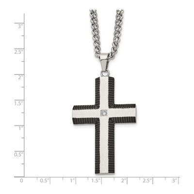 Black Stainless Steel CZ Cross Pendant Necklace – view 7