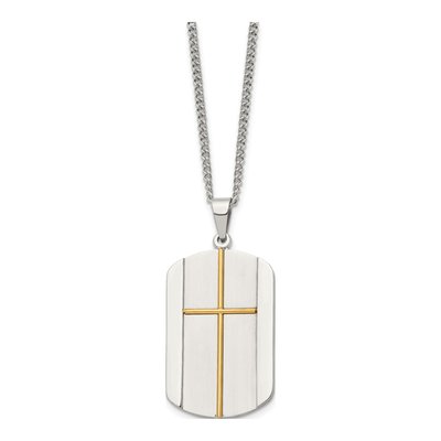 Stainless Steel Cross Dog Tag Pendant Necklace – view 3