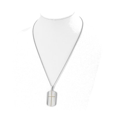 Stainless Steel Cross Dog Tag Pendant Necklace – view 4