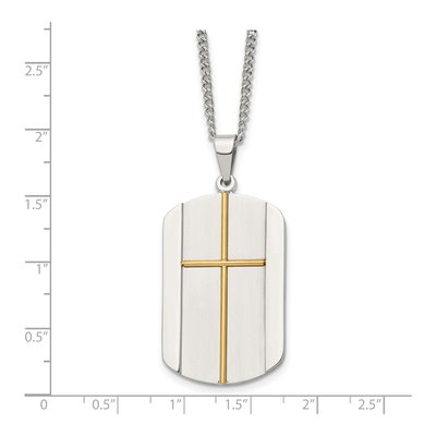 Stainless Steel Cross Dog Tag Pendant Necklace – view 5