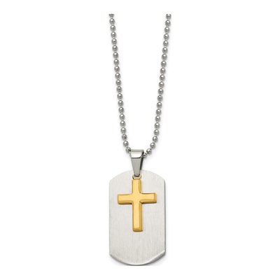 Stainless Steel Cross Dog Tag Pendant Necklace – view 4