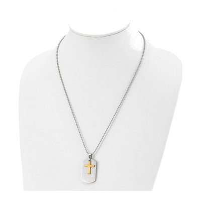 Stainless Steel Cross Dog Tag Pendant Necklace – view 5
