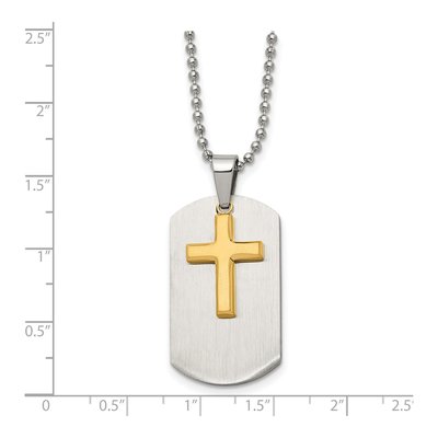 Stainless Steel Cross Dog Tag Pendant Necklace – view 6