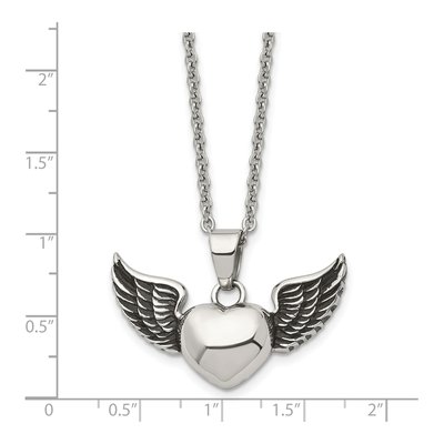 Stainless Steel Heart Wings Pendant Necklace – view 4