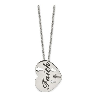 Stainless Steel Faith Heart Cross Pendant Necklace – view 4