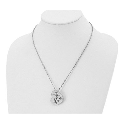 Stainless Steel Faith Heart Cross Pendant Necklace – view 5
